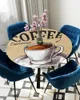 Tafelkleed Espresso Koffie Retro Stijl Rond Tafelkleed Elastische Hoes Binnen Buiten Waterdicht Eetkamerdecoratie Accessoire