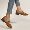 Casual Shoes Spring Loafers Female Retro Leather Pointed Head brittisk stil tjock med mäns stora lyxiga lyx