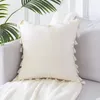 Pink Gray Yellow Navy Green Blue Beige Cushion Cover med Tassel Pillow Cover Bedroom Soffa Decoration Pudowcase /45x45cm