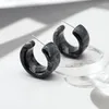 Boucles d'oreilles créoles UJBOX classique blanc noir acrylique petit large pour femmes vente en gros