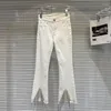 Jeans da donna Vintage Trendy Perline Nappa Flare 2024 Primavera Moda Bottoni a vita alta Pantaloni in denim Donna 11XX8050