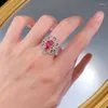 Cluster Ringe Hohl Rubin Diamant Für Frauen Männer Echt 925 Sterling Silber Verlobung Hochzeit Band Ring Versprechen Schmuck Geschenk