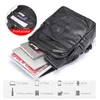 Luufan äkta lädermens ryggsäck fi -stil passar 14 "Laptop Bagpack Male Travel Back Rackpack Cow Leather School Bag Black Q09k#