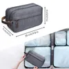 2023 New Casual Canvas Cosmetic Bag With Leather Handle Travel Men W Shaving Women Toiletry Storage Waterproof Organizer Bag C36d#