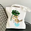 japan Mofusand Cat White Canvas Women Shop Bags Animal Girl Shoulder Cloth Bags Reusable Shopper Teacher Student Book Bags Y8Q9#