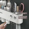 Accessori Bagno Porta Spazzolino da Parete Per Distribuzione Automatica di Dentifricio e Articoli da Toeletta Mensole Porta Spazzolino 240320