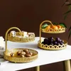Haken Creatief dubbel fruitbakje voor snack-sieradenopslag Modern thuis Eenvoudig bureaurek in Europese stijl