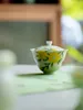 Conjuntos de teteras Tureen pintada a mano con una sola mano, dos cuencos de té de cerámica china con tapa, sin infusor