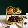 Crochets créatifs Double plateau à fruits pour le stockage de bijoux, maison moderne, support de bureau Simple de Style européen