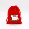 1 st 13x18cm Red Christmas Veet Väskor DrawString Pouch Candy Snack Present Bag Bracelet Smycken Förpackning Förvaringspåsar Z1WS#