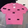 Yaz pamuk kısa kollu tişört kadın kadın örgü sweatshirt mektup elmas nakış mürettebatı boyun tshirt miu tasarımcı tshirt kadın kazak kazak gömlekleri