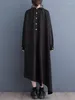 Casual Dresses Doll Neck Design Oregelbunden klänning High-End Temperament Loose Dark Style Long For Women 2024 Spring Autumn Female Robe K229