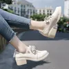 Zapatos deportivos para mujer estilo británico 2024 mocasines informales universitarios de suela gruesa moda para chicas de cuero genuino