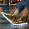 Brand Kids Hightops Lights Up Shoes USB Charger Basket LED Children Trendy Luminous Sneakers Sports Tennis 240321