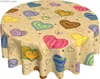 Tkanina stołowa kolorowe serca obrus zmywalny poliestrowa okładka stołu do jadalni kuchenna przyjęcie urodzinowe dekoracja okrągła 60 cali y240401