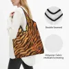 recycling Bengal Tiger Fur Wildlife Print Pattern Shop Bag Tote Portable Animal Skin Leopard Grocery Shopper s u0eo#