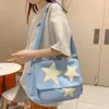 Women Women Star Wzorka Y2K Menger Bag Casual Tote Lady Prosta duża zdolność na ramię dziewczyna Travel School Bookbag torebka S1de#