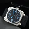 Лучшие бренд -дизайнер роскошных брендов часы механические меню Mens Mens Business Leisure Watchs Bell Brown Кожаные часы Black Ross Rubber Watch