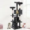 Tour d'arbre à chat de 60 pouces, meubles de condo, poste à gratter, maison de jeu pour animaux de compagnie, noir 2947370