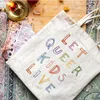 1pc Let Queer Kids Live modèle fourre-tout sac à bandoulière en toile pour les voyages quotidiens pour femmes sac de magasin réutilisable o9ZE #
