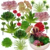 Fleurs décoratives 24 pièces floquées assorties maison non en pot artificielles colorées Mini florales bricolage artisanat algues plantes succulentes Terrarium