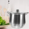 Double Boilers Cooking Pots Stainless Steel Reusable Soup Stock With Lid Milk Large Capacity Stockpot Metal