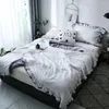Bettwäsche-Sets im nordischen Stil, solide, dünne Sommerdecke mit Spitzendecken, weiche Tröster-Bettdecke, geeignet für Erwachsene und Kinder, Heimtextilien