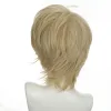 Wigs PAGEUP Fashion Men Short Wig Light Yellow Blonde Synthetic Wigs With Bangs For Male Boy Cosplay Costume Anime Halloween