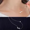 Pendanthalsband 925 Silverpläterad Zircon Star Charm Pendent Halsband Creative Elegant ClaVicle Chain Party Jewelry for Women Choker Gift