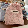 Gedrukte fr drawstring cosmetische tassen Cott String Pocket Pack Travel Outdoor Drawing Diaper Storage Bag A47U#