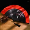 Dekorativa figurer Kinesiska klassiska fällbara fläktar utsökt vintage hand Hanfu cheongsam matchande ventilador danspografi
