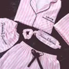 衣料品Jrmissli Pajamas women 7ピックピンクパジャマセットサテンシルクセクシーランジェリーホームウェアスリープウェアパジャマセットピジャマウーマン210831 P89