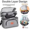 double Layer Insulated Lunch Bag for Women Men Large Capacity Thermal Picnic Box with Shoulder Strap Zipper Meal Cooler Pouch 299P#