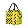 luxury Polka Dots Yellow Lunch Tote Bag for Women Portable Insulated Thermal Cooler Warm Bento Box Kids School Food Picnic Bags c1NT#