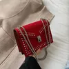 Tas Keten Klinknagel Slot Designer Crossbody Tassen Voor Vrouwen Luxe Handtassen Reizen Rode Schouder Messenger Dames Kleine Flappen 2024