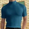 Men's T Shirts Fashion Mock Turtleneck Short Sleeve Pullover Basic Designed Undershirt Slim Fit Top Casual Soft