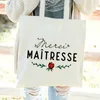 Bästa lärare franska tryck FI Women Canvas Shop Bag Eco Harajuku Eesthetic Persnalized Super Mistr School Bags Gift H4DP#