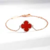 Vans – Bracelet porte-bonheur trèfle à quatre feuilles, argent 925, rouge, luxe léger, cadeau Unique pour la saint-valentin pour petite amie