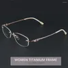 サングラスフレーム女性用メガネチタン眼鏡眼鏡光学光学フレーム処方レンズリーディングダイヤモンドデザインアイウェア