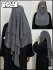 Ethnische Kleidung Ramadan Nida Schal Muslim Khimar und Abaya islamische einfarbige Kopftücher Damen Hijab verschleierte Frauen tragen bescheidene Eid