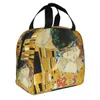 Klimt Kiss Insulated Lunch Tote Bag for Women Portable Thermal Cooler Gustav Klimt Freyas Art Lunch Box Work School Food Bags