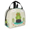 Mignon Carto Frog Sac à lunch pour extérieur imperméable aliments thermiques refroidisser isolée boîte à lunch Femme Kids Tote Consulteur E6Mz #