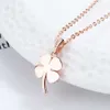 Four-leaved Grass Opal Necklace Female 925 Sterling Silver Minority Light Luxury Crystal Collar Chain Design Feeling Rose Gold Pendant {category}