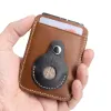 Porta carte di credito da uomo in vera pelle di cera d'olio vintage con un morsetto in metallo Porta carte di credito ID femminile C Porta carte di credito Mey Clip 10g4 #