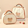 lunch Bag Leather Bear Kids Large Capacity Bento Pouch for Children Thermal Insulated Cooler With Tablee Cup Tote Picnic Box B29b#