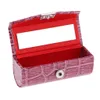 Cuir rouge à lèvres porte-étui boîte de rangement avec miroir brillant à lèvres étui rouge à lèvres boîte de rangement pour sac à main C35i #