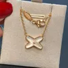 Classic Fashion Jewelry High Quality White Fritillaria Cross Necklace Women Designer Necklace Rose Gold High Edition 18k Gold Necklace Luxury Charm Jewelry