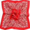 Хип-хоп черный красный шарф из 100% натурального шелка с принтом 51*51 см, маленькая квадратная повязка на голову, платок на шею, подарок для девочек, мальчиков, женщин, мужчин 240323