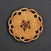 Table Mats 1pc Lotus Shape Drink Coasters Mat Wooden Round Cup Tea Coffee Mug Placemat Home Decoration Kitchen Accessories