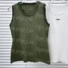 Broderade kvinnliga tankar singlets designer stickad vit gröna tank tops sommar avslappnad dagliga stickor tees